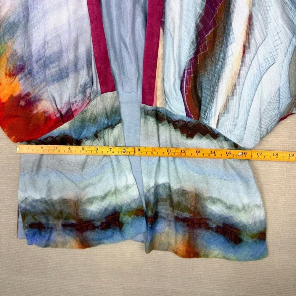 Blank London Abstract Print Kimono Duster Jacket Multi-Color Viscose Small